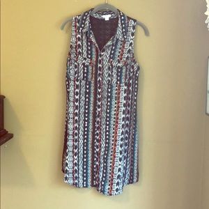 Button down collared boho tunic tank